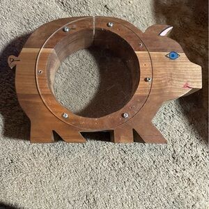Vtg | Wooden Piggy Bank